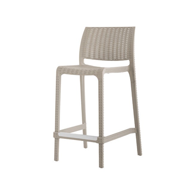Outdoor stackable counter stool with woven seat and back