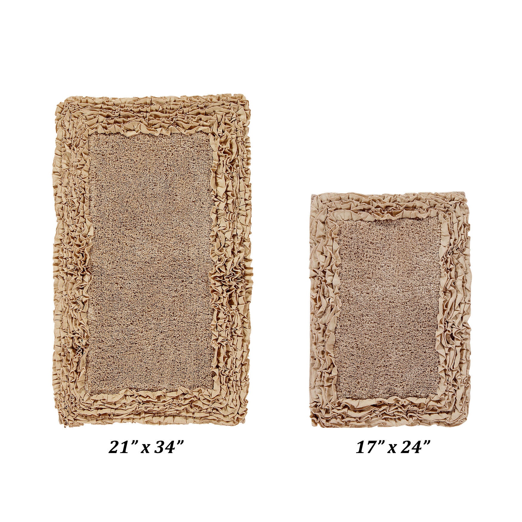 Shaggy Border Bath Rug Mat, 2 Pc Set (17 inches X 24 inches | 21 inches X 34 inches), BEIGE, hi-res image number 0