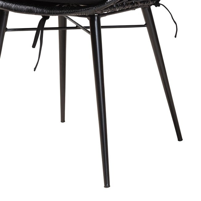 Ballerina Modern Bohemian Black Finished Rattan And Metal Dining Chair, , alternate image number 4