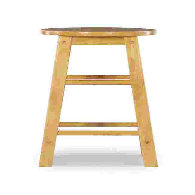 Wood counter bar stool with round seat and ladder-style side rails