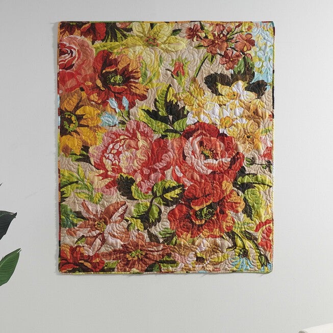 Senna Boho Floral Quilted Throw Blanket, , on-hover image number null
