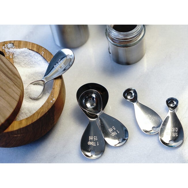 Teardrop Stainless Steel Measuring Spoon, Set 5, , alternate image number 2