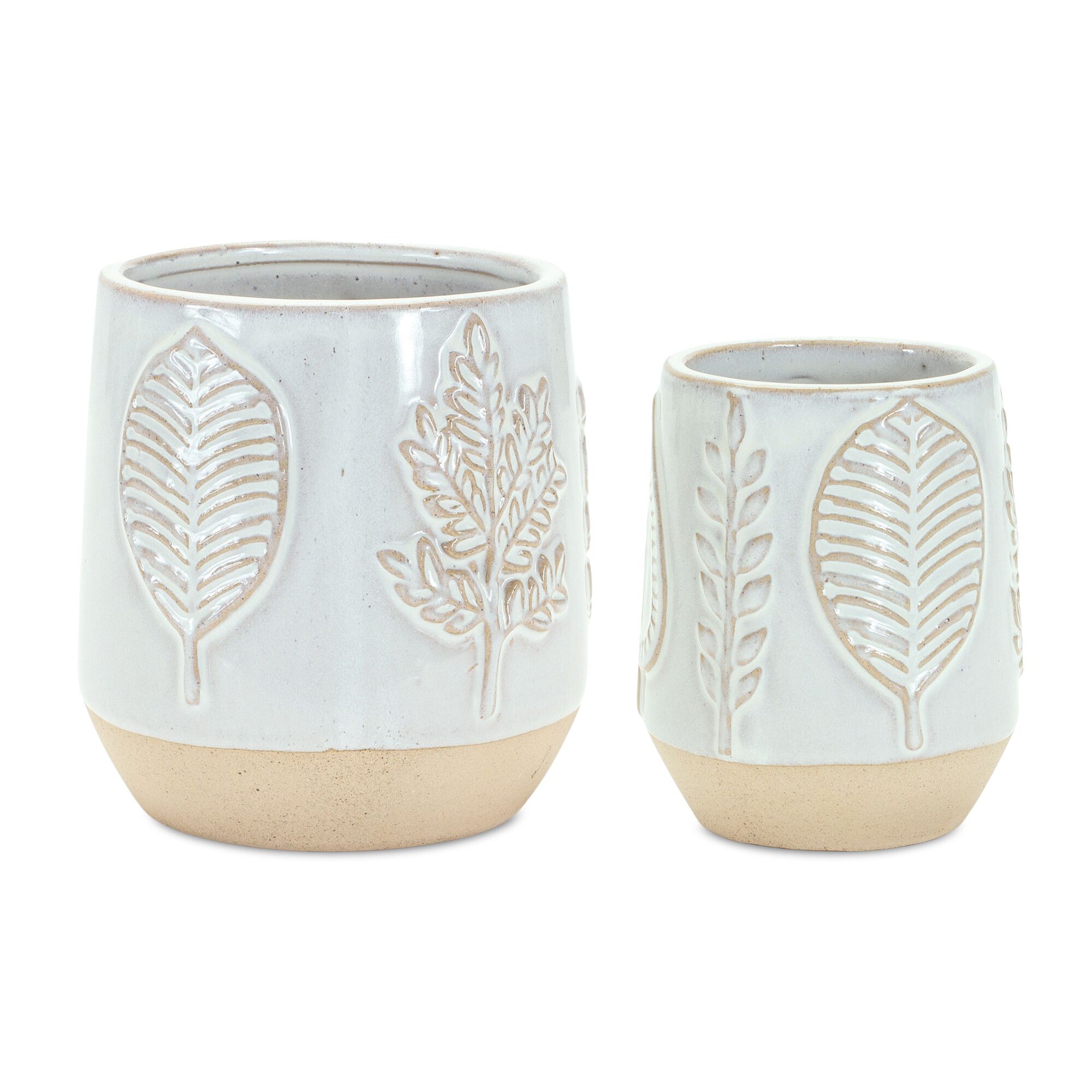 Container (Set of 2) 4.75 inchesD x 4.25 inchesH, 5.5 inchesD x 5 inchesH Porcelain, BEIGE/GREY, alternate image number 1