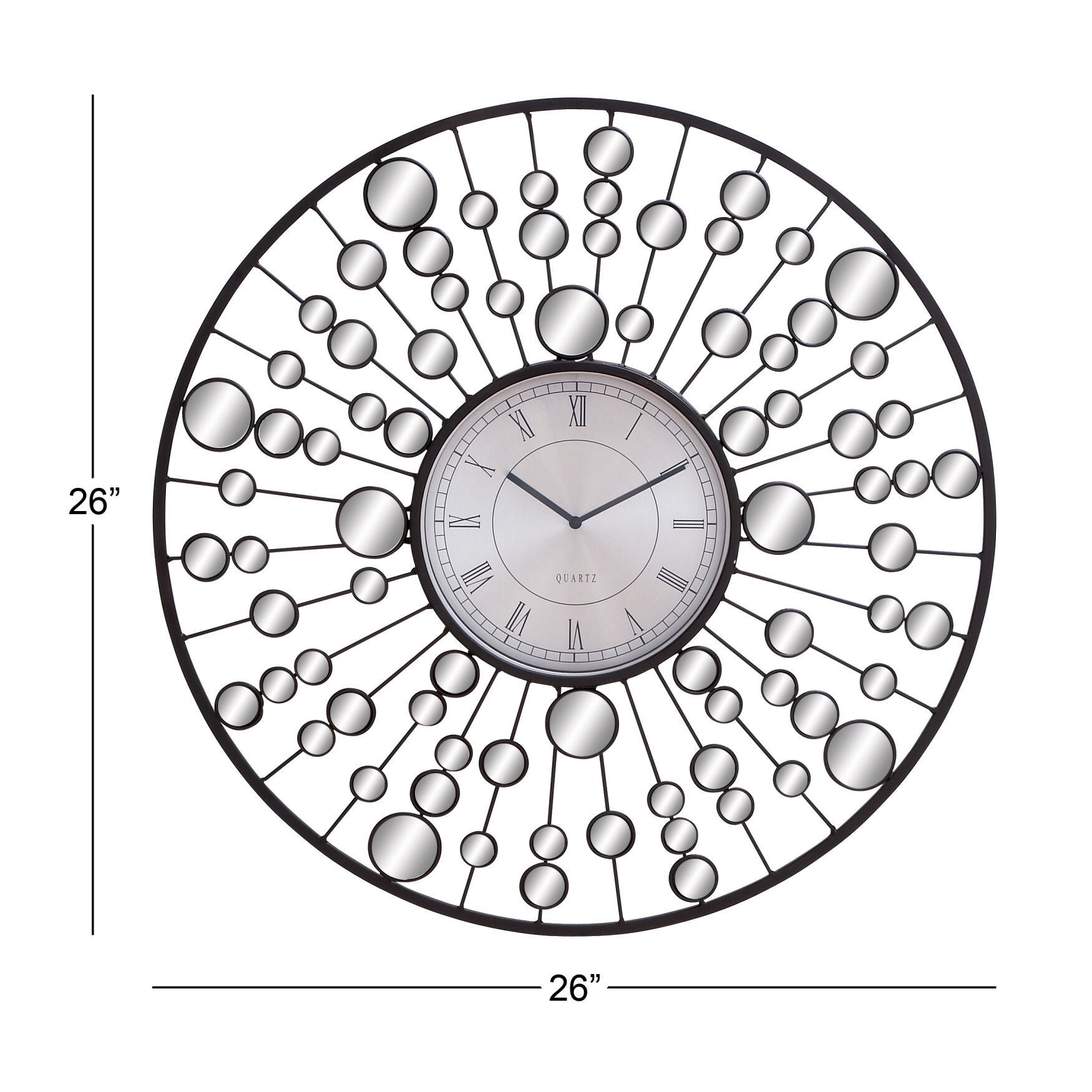 Black Glam Metal Wall Clock, , alternate image number 5