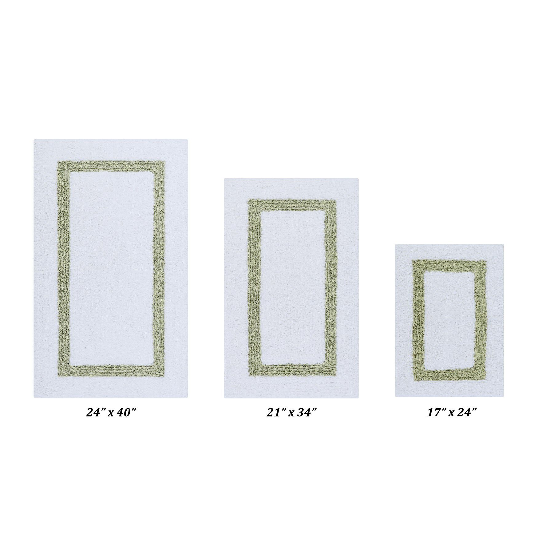 Hotel Collectionis Bath Mat Rug 3 Piece Set (17 inches x 24 inches | 21 inches x 34 inches | 24 inches x 40 inches), WHITE SAGE, hi-res image number 0