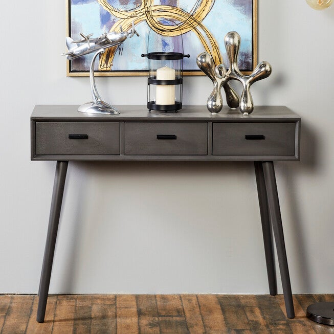 Black Modern Wood Console Table, 29 x 42, , alternate image number null