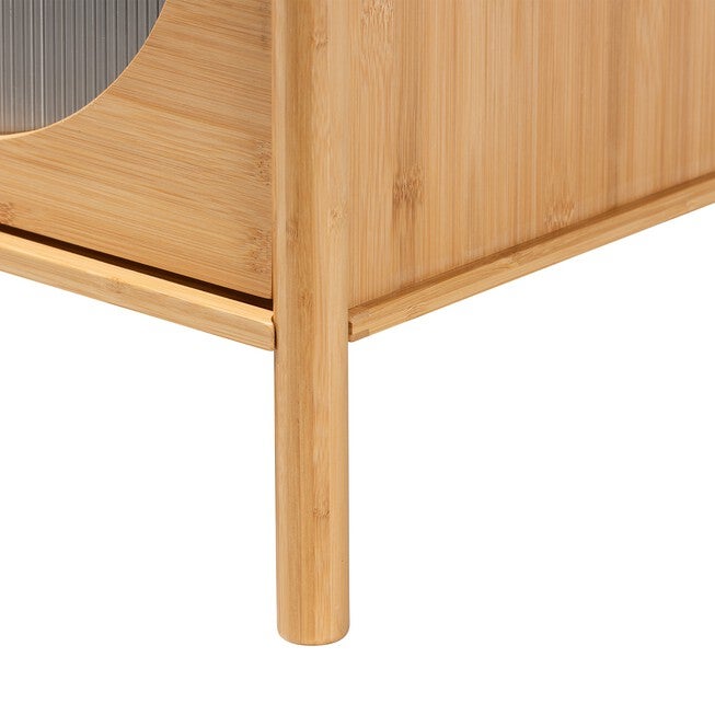 Naresh Mid-Century Modern Transitional Natural Brown Bamboo Wood 2-Drawer End Table, , alternate image number null