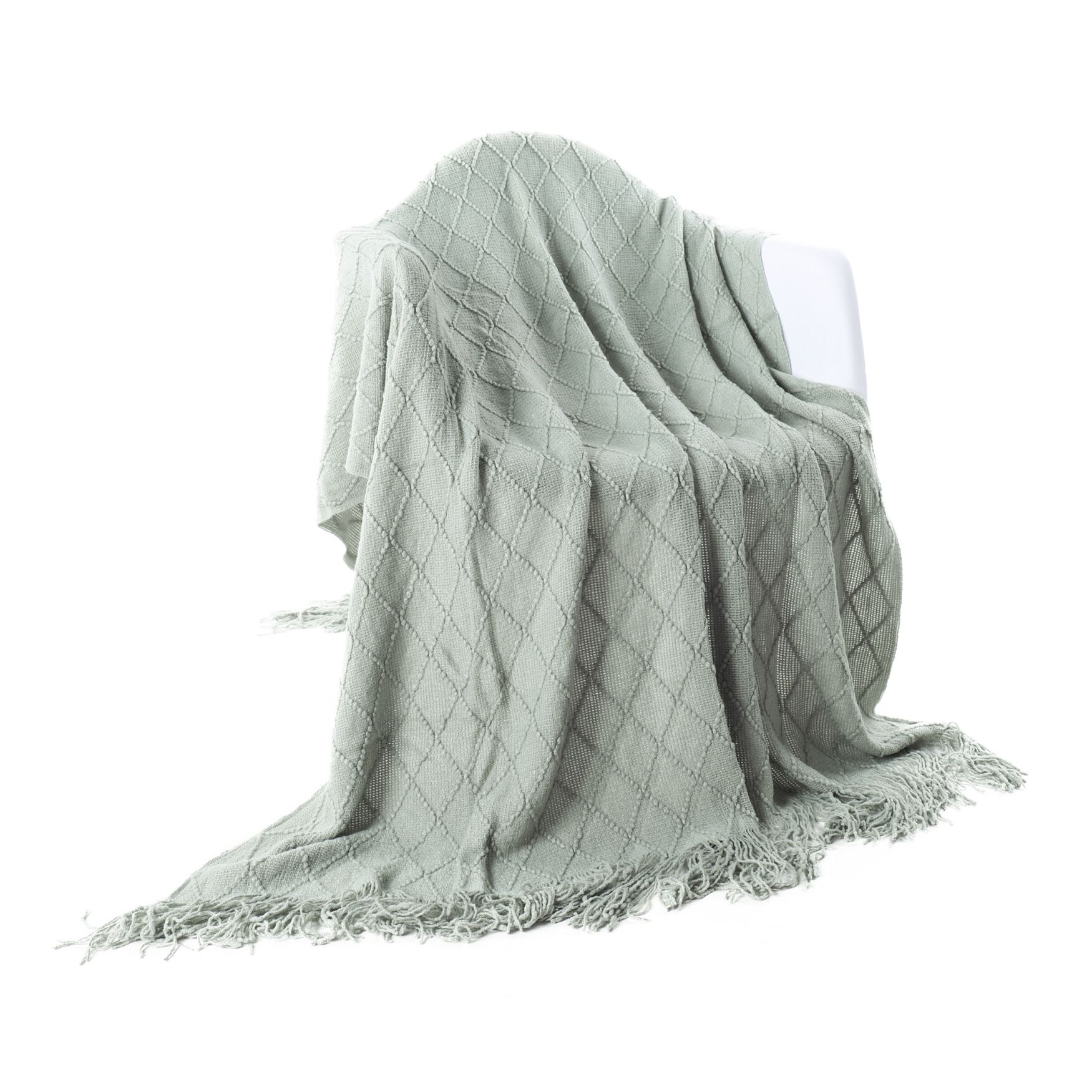 Battilo Home Soft Throw Blanket Warm & Knitted Blankets with Decorative Fringe Lightweight for Bed or Sofa Decorative, 50 inchesx60 inches, LIGHT BLUE, hi-res image number 0