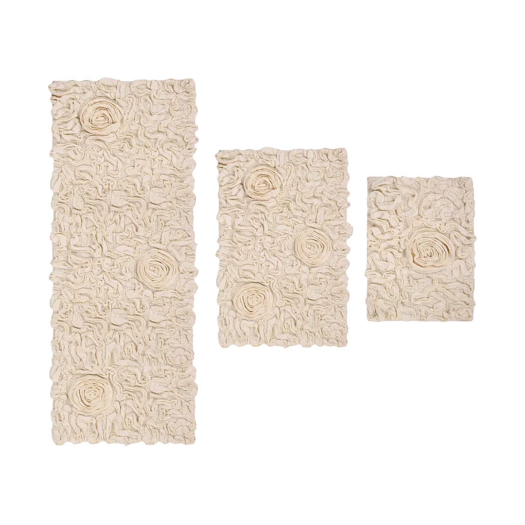Bell Flower 3 Piece Bath Rug Collection, IVORY, hi-res image number 0