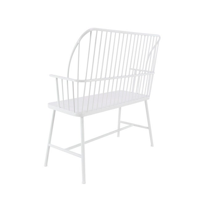 White Metal Farmhouse Bench, , on-hover image number 1