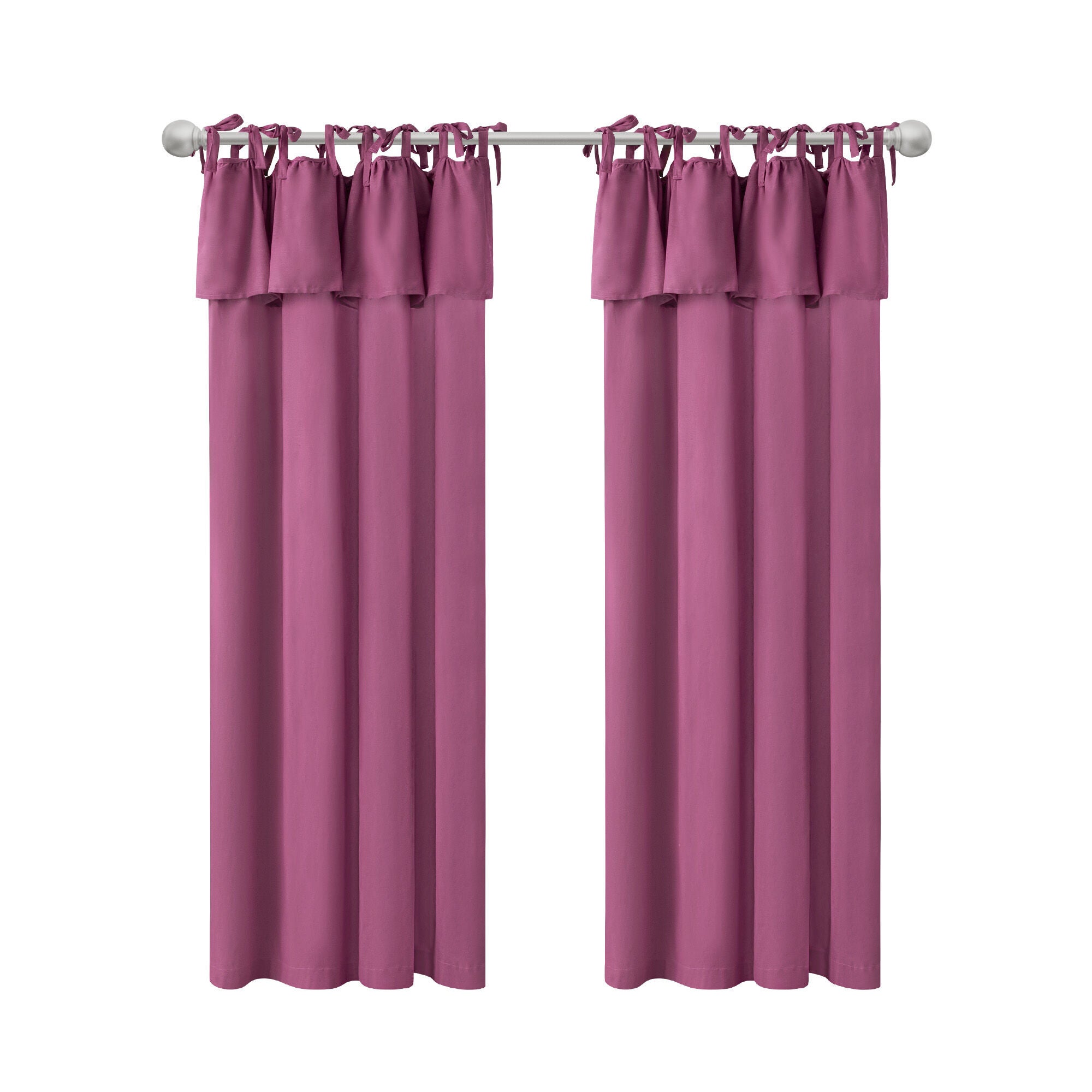 Recycled Cotton Blend Ruffle Tie Top Curtain Pair, MAUVE, alternate image number 6