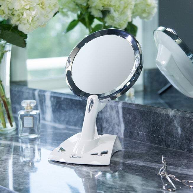 LED Lighted Adjustable Power Zoom Vanity Mirror 5X - 1X, , alternate image number null