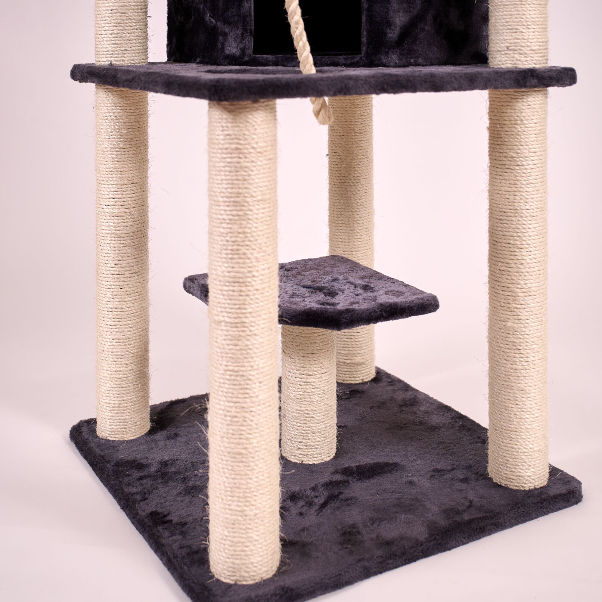 82 Inches Multi-Level Big Cat Tree. Tall Multi-Cats Tower with 2 Big Cat Condos A8202, DARK GRAY, alternate image number 2