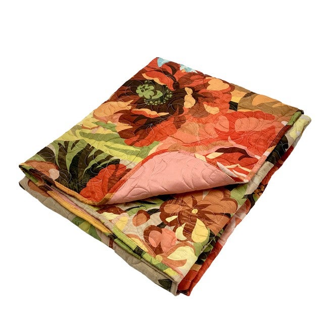 Senna Boho Floral Quilted Throw Blanket, , alternate image number null