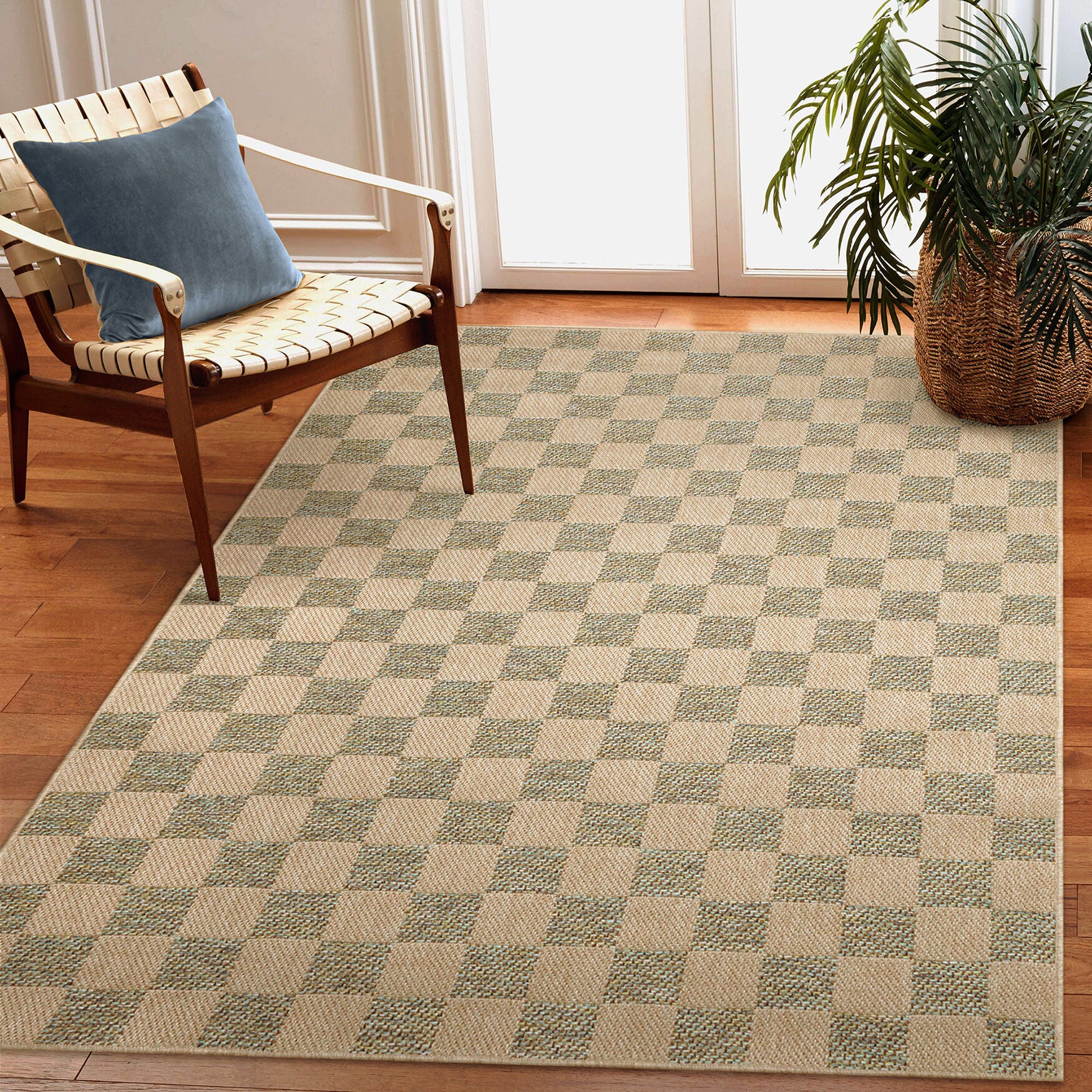 Roma Checkerboard Indoor/Outdoor Area Rug Cool, , alternate image number 4