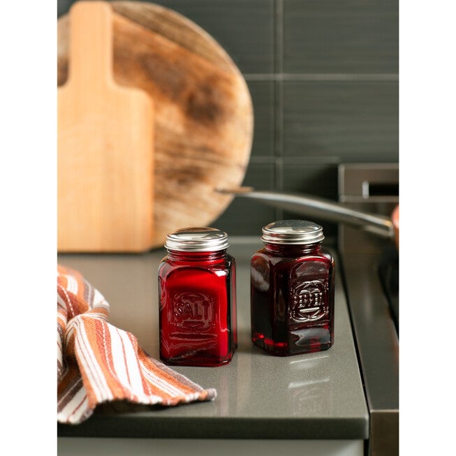 Retro Glass Salt & Pepper Set - Red, , alternate image number 4