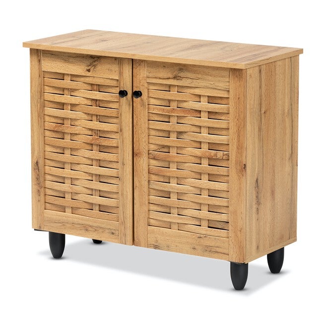 Winda Wood 2-Door Shoe Cabinet Furniture, OAK BLACK, hi-res image number 0