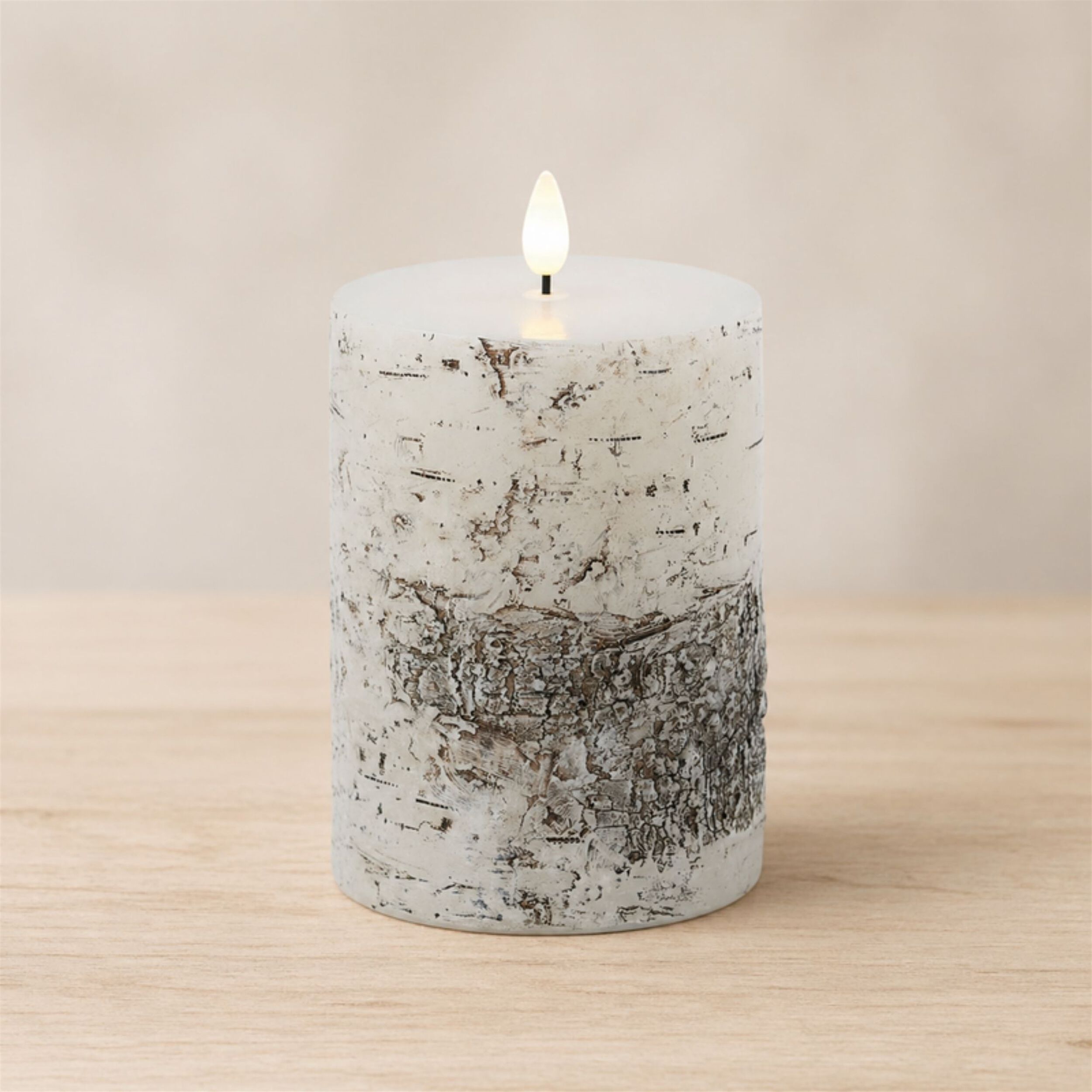 FIA Wick Birch Design Pillar Candle (Set of 2), WHITE BLACK, alternate image number 1
