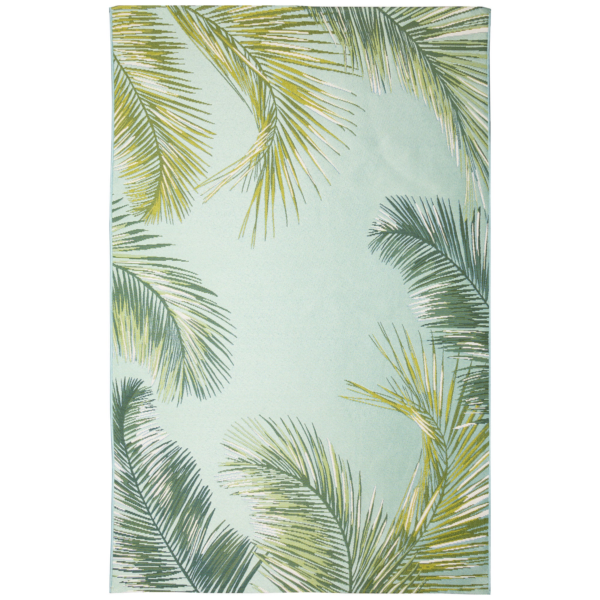 Liora Manne Marina Palm Border Indoor/Outdoor Area Rug Aqua 7 feet 10 inches x 9 feet 10 inches, AQUA, hi-res image number 0