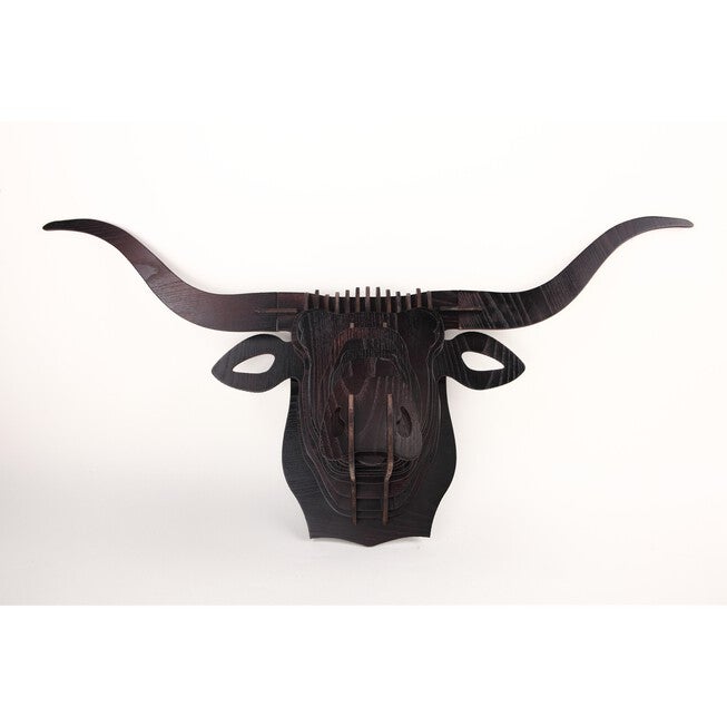 3D Faux Longhorn Head Sculpture, ESPRESSO, hi-res image number 0