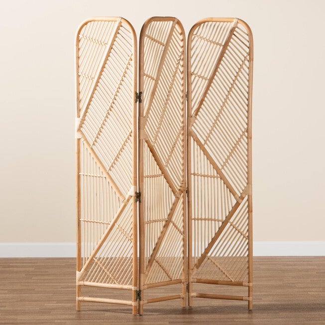 Firenze Modern Bohemian Natural Brown Rattan Room Divider, , alternate image number 3