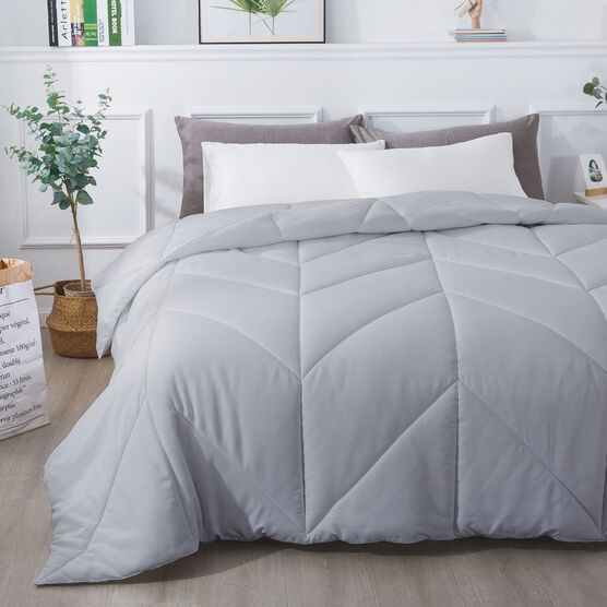 Chevron Stitch Down Alternative Comforter, Grey, GREY, hi-res image number null