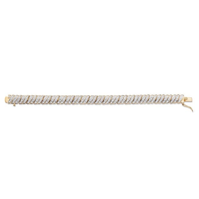 Yellow Gold Plated S Link Tennis Bracelet (10mm), Genuine Diamond Accent 8 inches, , alternate image number 3