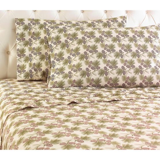 Micro Flannel® Pinecone Print Sheet Set, FLANNEL, hi-res image number null