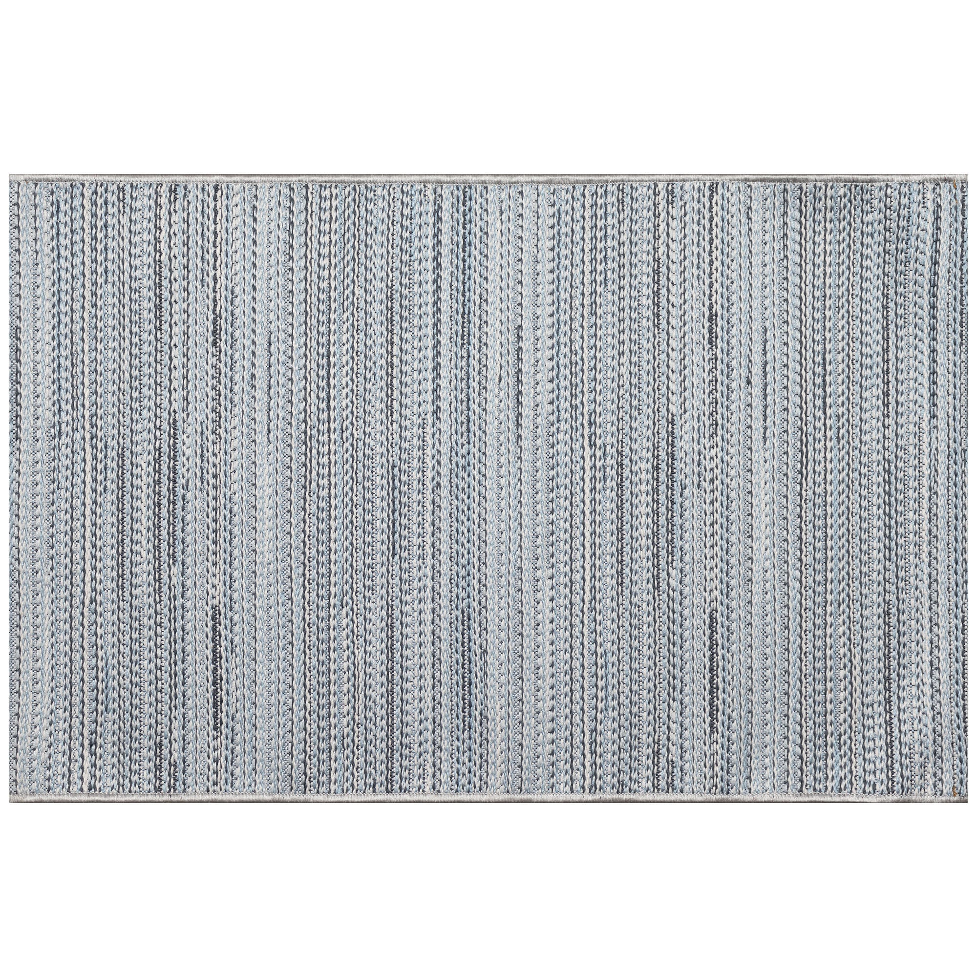 Liora Manne Miranda Tweed Stripe Indoor/Outdoor Area Rug Aqua 2' x 2 feet 10 inches, DENIM, hi-res image number 0