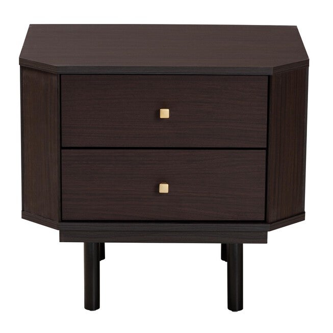 Norwood Modern Transitional Two-Tone Black And Espresso Brown Finished Wood 2-Drawer End Table, , alternate image number null