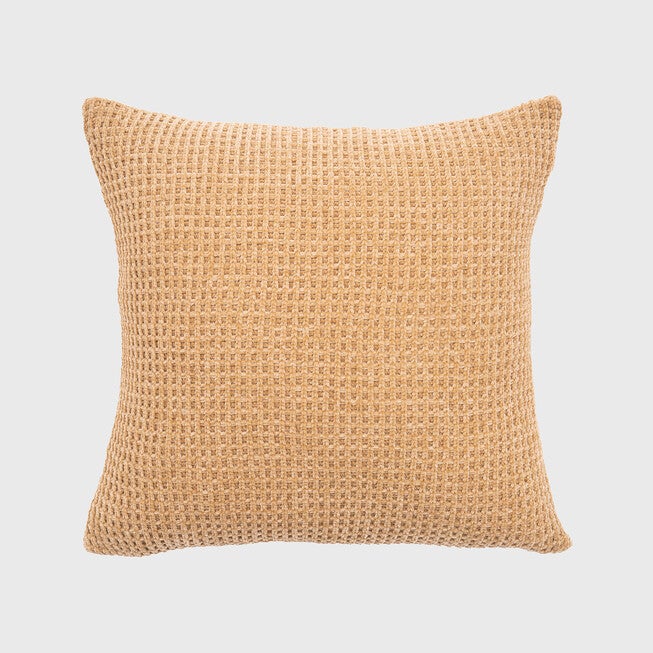 Shiny Waffle Chenille Knit Pillow, TAN, hi-res image number null