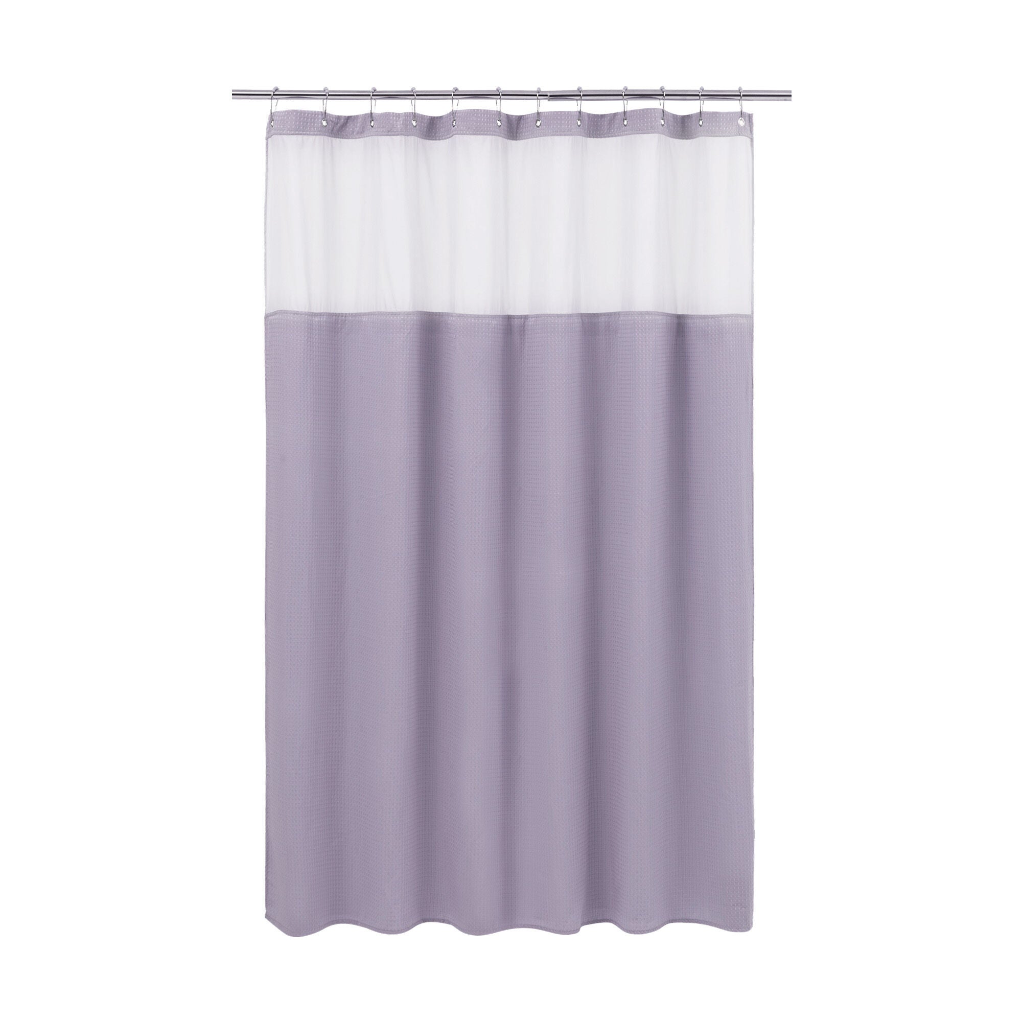 Dobby Waffle Shower Curtain with Snap-in Liner, Hooks included, LAVENDER, alternate image number 5