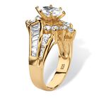 Gold over Sterling Silver Marquise Engagement Ring Cubic Zirconia, , on-hover image number 1