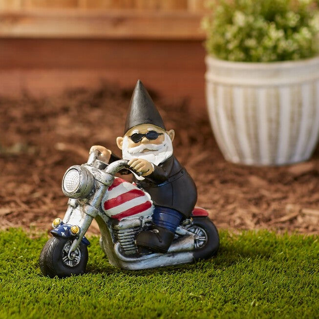 Biker Gnome Solar Statue, , alternate image number null