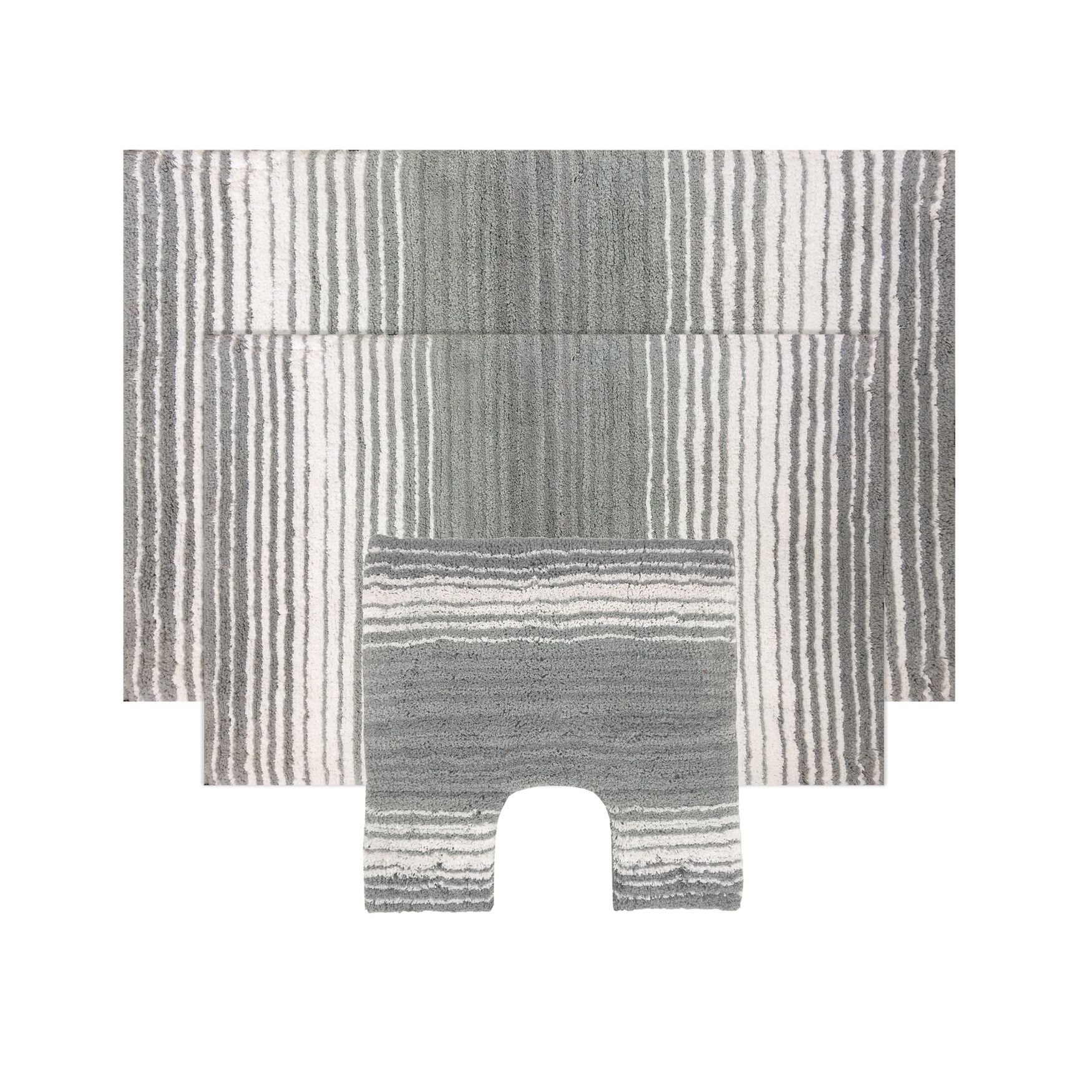 Gradiation 3-Pc. Bath Rug Set, GREY, hi-res image number 0