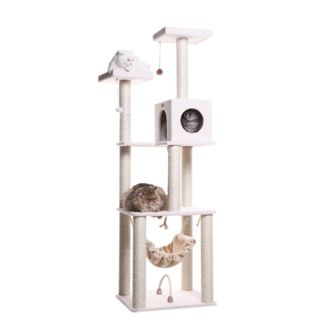 Classic 73 inches Real Wood Cat Tree Four Levels With Swing, Hammock, Condo, Perch, , on-hover image number null