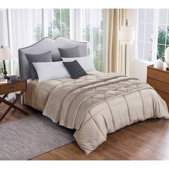 2pc Velvet Blanket & Down Alternative Comforter Set, Tan, TAN, hi-res image number null