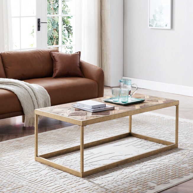 Dorville Patterned Reclaimed Wood Cocktail Table, BROWN, hi-res image number 0