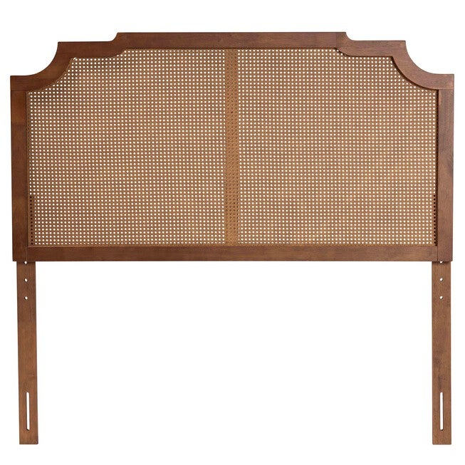 Fortuna Classic And Traditional Grey Fabric And Walnut Brown Finished Wood King Size Headboard, , on-hover image number 1