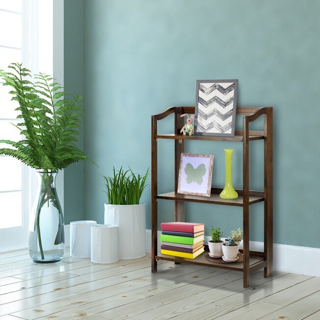 Stratford 3-Shelf Folding Bookcase-Warm Brown, , alternate image number null