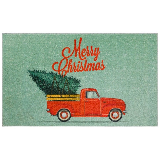 Merry Christmas Truck Kitchen Rug, MULTI, hi-res image number 0