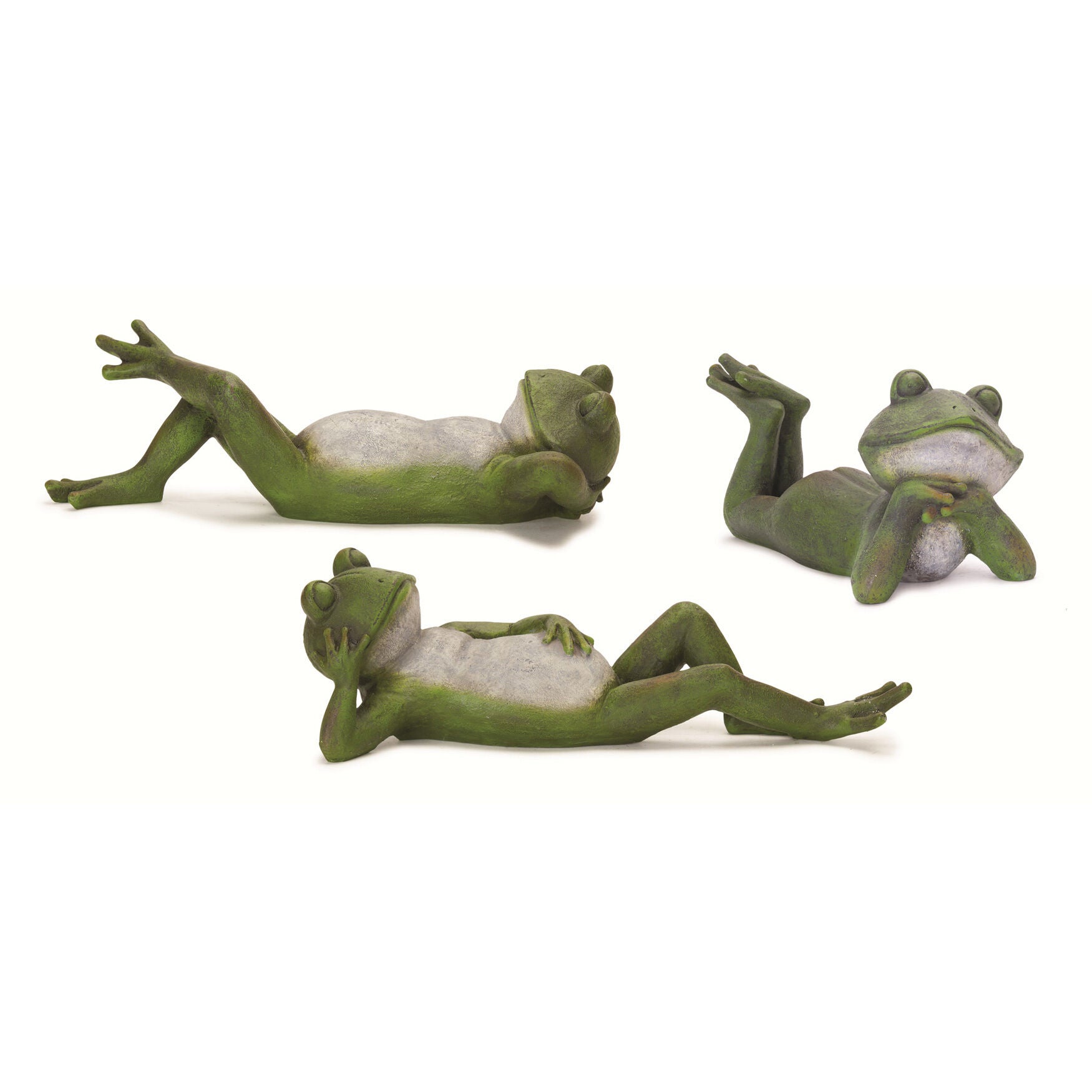 Lounging Garden Frog Figurine (Set Of 3), BROWN, hi-res image number 0