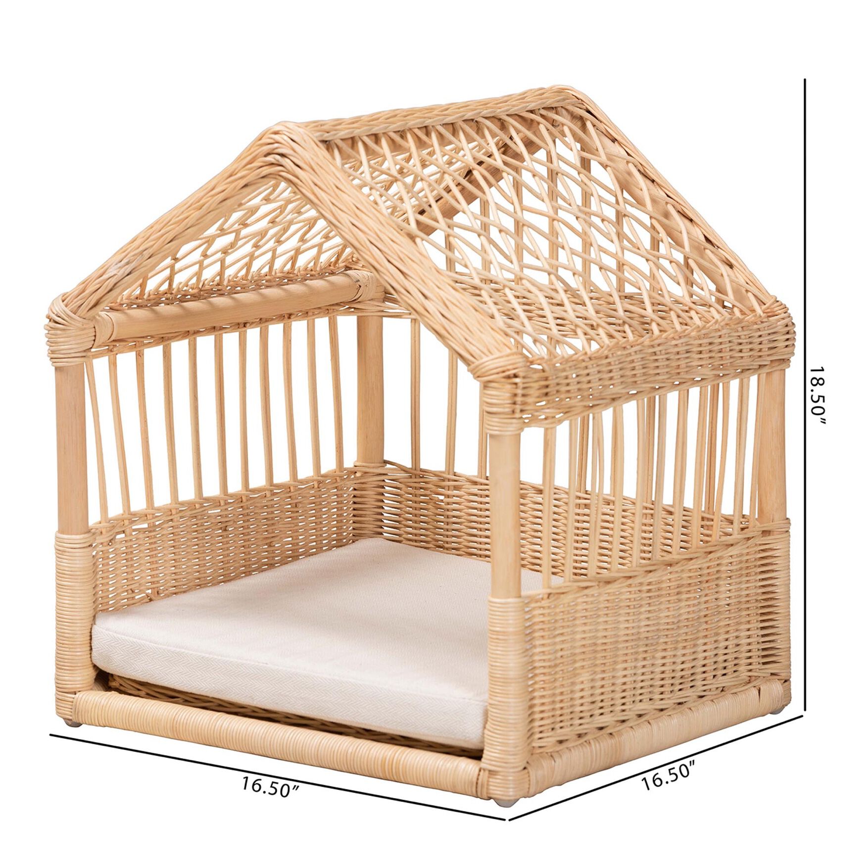 Pieta Modern Bohemian Natural Brown Rattan Pet Bed, , alternate image number 7
