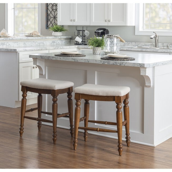 Marino Antique Walnut Counter Stool Backless Stools, , alternate image number 6