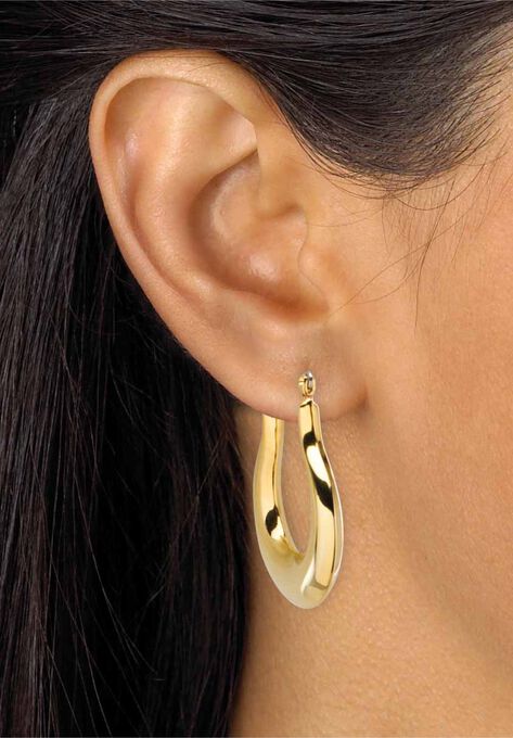Goldtone Smooth and Textured 3 Piece Set Hoop Earrings (33mm), , alternate image number null