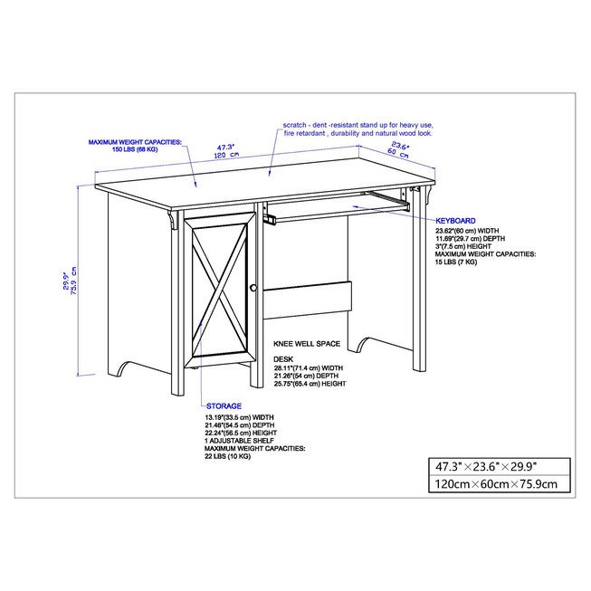 Hawksbury 47 inches Writing Desk Writing Desk, , alternate image number null