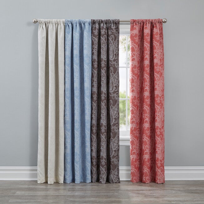 Sun Zero® Pedra Paisley Embroidery Back Tab Curtain Panel, , on-hover image number 1