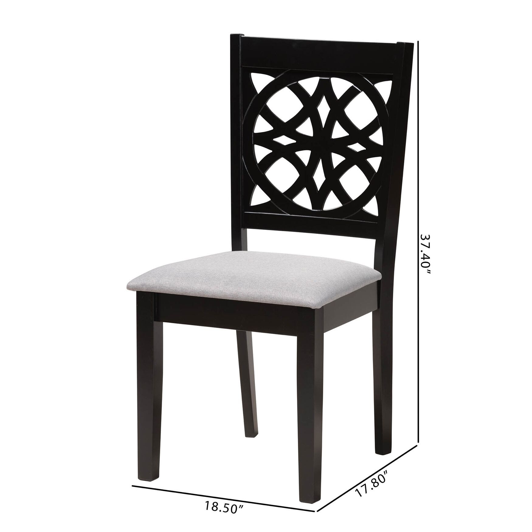 Abigail Modern Grey Fabric and Walnut Brown Finished Wood 2-Piece Dining Chair Set, , alternate image number 20
