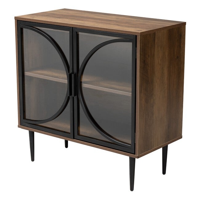 Carter Mid-Century Modern Industrial Walnut Brown Finished Wood And Black Metal 2-Door Sideboard, WALNUT BROWN BLACK, hi-res image number null