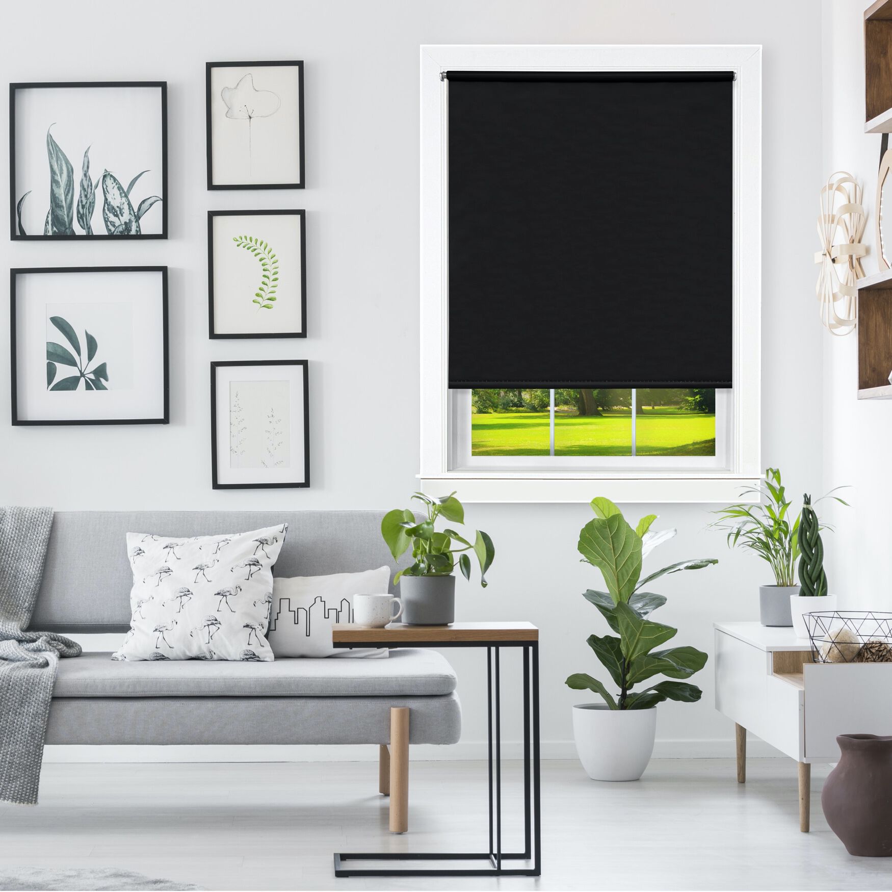 Cords Free Tear Down Room Darkening Window Shade, BLACK, hi-res image number 0